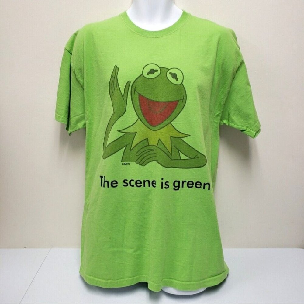 Muppets Mens Kermit The Scene is Green Tshirt Size XL